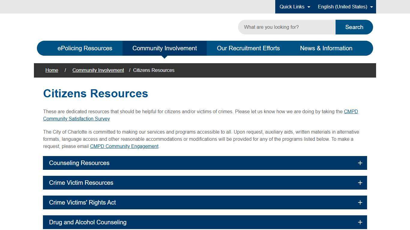 Citizens Resources - Charlotte-Mecklenburg Police Department