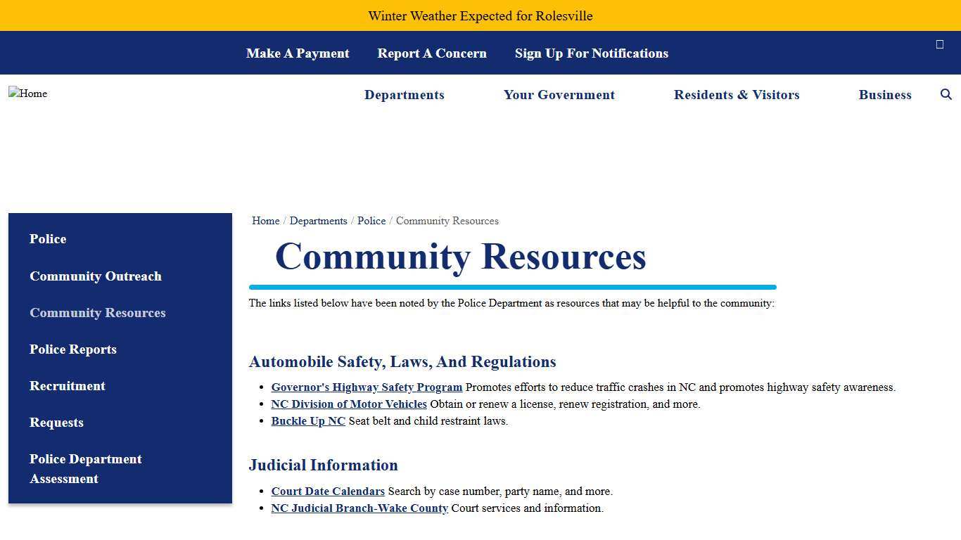 Community Resources Town of Rolesville, NC