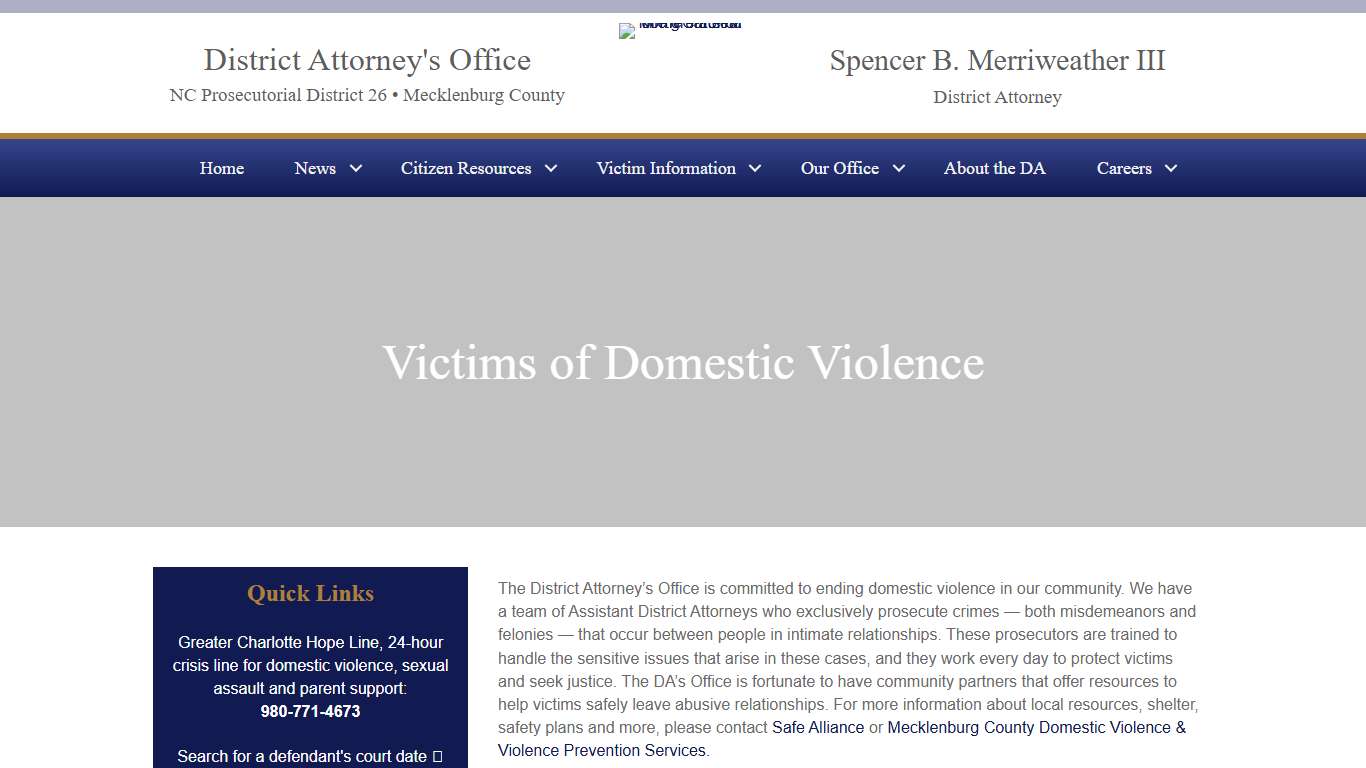 Victims of Domestic Violence – District Attorney's Office