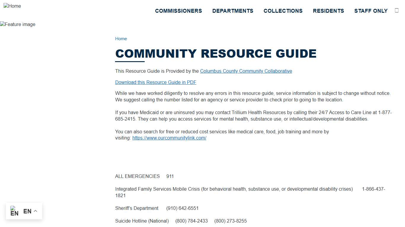 Community Resource Guide Columbus County, NC
